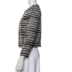 Alice + Olivia tweed pattern blazer, black silver white tweed, s: Large
